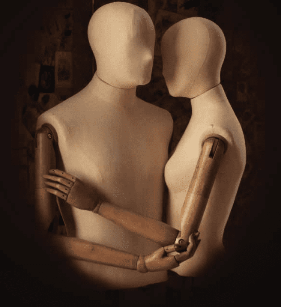 Harlequin mannequin couple